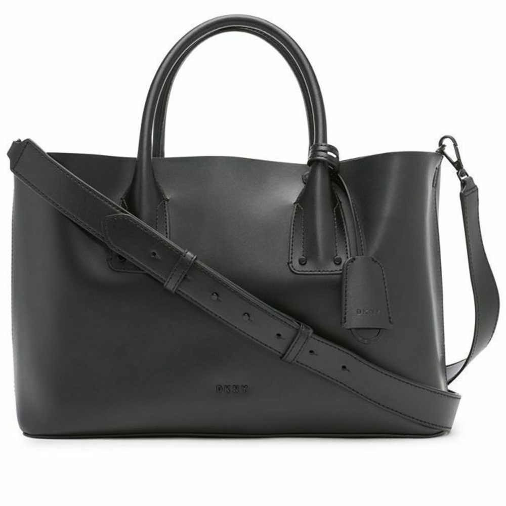 New DKNY Megan East West Leather Tote Black NWT Gift